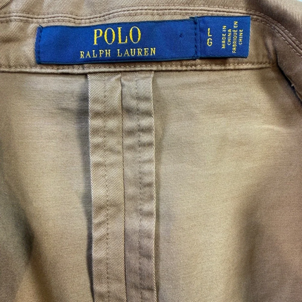 Polo Ralph Lauren Mens Large Khaki Tan Cotton 2 Button Blazer Sport Coat LG - Picture 3 of 12
